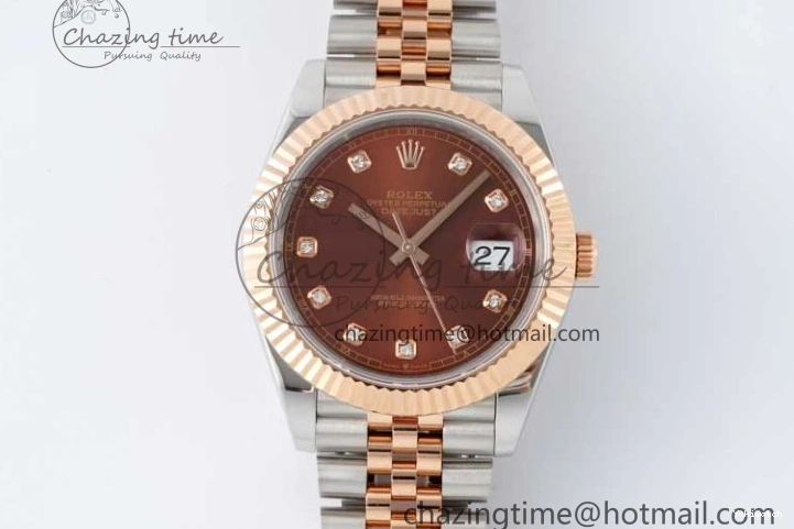 Jubilee Edition Dial VR3235 904L JDF RG V2 Steel Diamonds SS 41 RG Bracelet SS 1:1 Best DateJust Brown on 0828